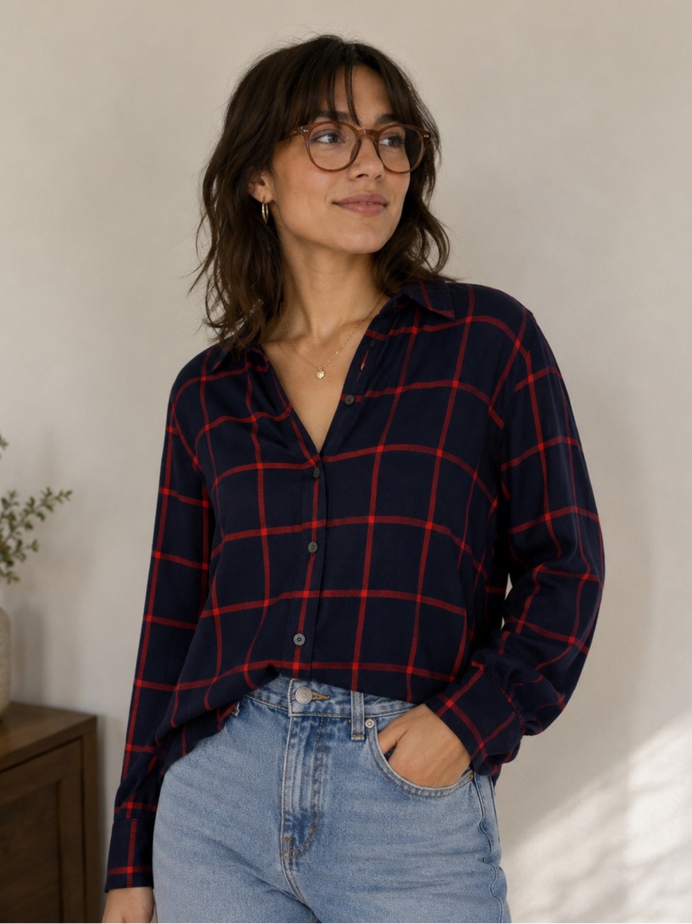 LOFT Plaid Shirt - M